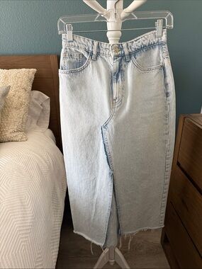 Zara Light Wash Denim Midi Skirt - Women's Jean Skirt